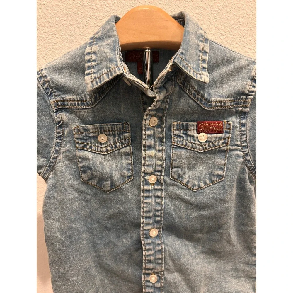 NWOT 7 For All Mankind Denim‎ Shirt Toddler Boy Size Unknown Short Sleeve